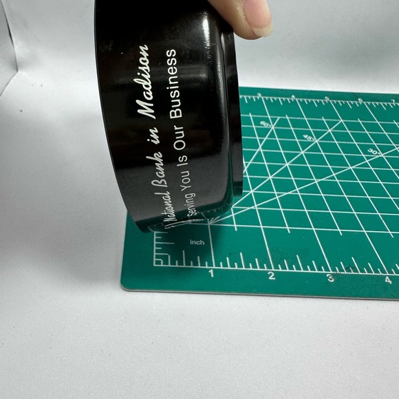 Vintage USA Advertising Ashtray- The 1st National‎ Bank in Madison black plastic - Picture 3 of 6